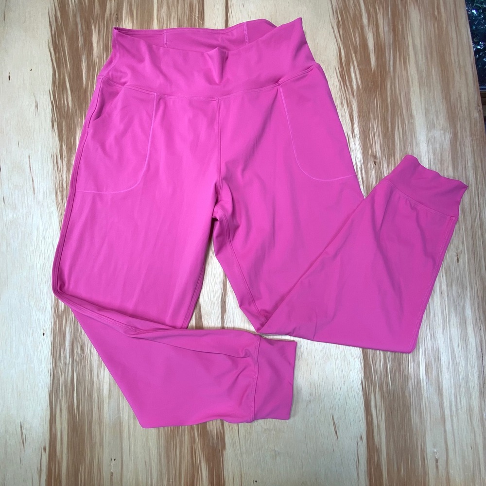 Oalka Women's High Rise Jogger Leggings Pink‎ XXL Pockets Stretchy
